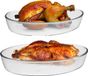 Merkloos Ovenschaal van borosilicaat glas - set van 2 - ovaal - 4 en 3.2 Liter - serveerschaal