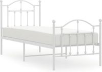 vidaXL Bedframe met hoofd- en voeteneinde metaal wit 75x190 cm