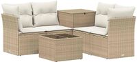 vidaXL Bankstel 2 zitplaatsen Beige en Crèmewit Polyrattan en Staal