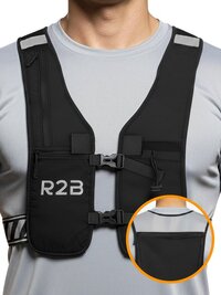 R2B Hardloopvest met Telefoonhouder en Opbergvakjes - One Size Volwassenen - Reflecterend - Running Vest Hardlopen - Hardloop Rugzak Marathon - Loopvest - Hardloop Telefoonhouder