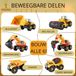 Ensemble de véhicules de chantier – Jouet 6 en 1 – Pelle mécanique – Jouet éducatif – Bulldozer – Avec boîte de rangement et tournevis