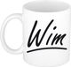 Bellatio Decorations Wim Naam koffiemok - beker - met sierlijke letters - wit - 300 ml - Keramiek