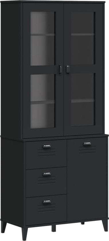 vidaXL Hoge kast VIKEN 80x40x190 cm massief grenenhout zwart