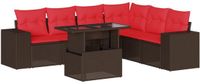 vidaXL 7-delige dining loungeset met kussens, bruin, polyrotan