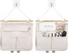 Goodivery Beige Katoen Sacs de rangement suspendus avec crochets adhésifs