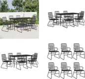 vidaXL 7-delige Tuinset PVC-rattan Zwart
