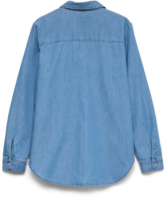 Vero Moda Denim overhemd VMBUMPY Lange mouw Katoen Medium Blue Denim Effen Vrouwen Volwassenen XS