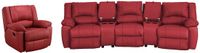 Vente-unique Driezits relaxbank en relaxfauteuil van leer AROMA - Rood