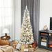 Sapin de Noël enneigé avec 180 lumières LED, 11 effets lumineux et 479 branches, Ø 65 x 180 cm, vert et blanc