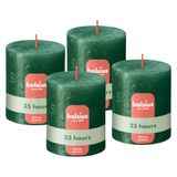 Bolsius - Rustieke kaars - groen - metallic - 8 cm - 4 stuks - decoratieve kaarsen - bevat natuurlijke plantaardige was - zonder palmolie