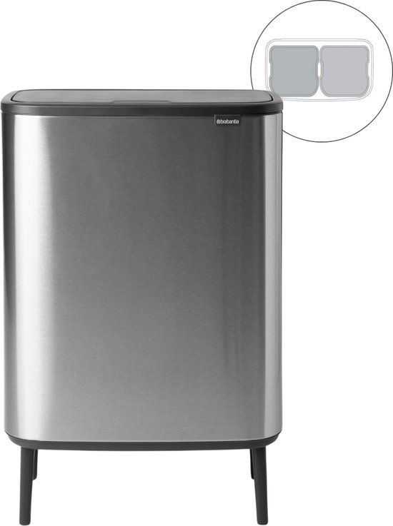 Brabantia Bo Touch Bin Hi Prullenbak - 2 x 30 liter - Matt Steel Fingerprint Proof