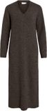 VILA Viliga L/S V-NECK MIDI KNIT DRESS - NOOS - Dames - Jurk - S - Polyester/Elastaan - Coffee Bean