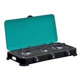 INTEC - Plaque de cuisson portable, 3 feux, 4100 W, brûleurs + grille en fonte, amovible, butane ou propane or III INTEC