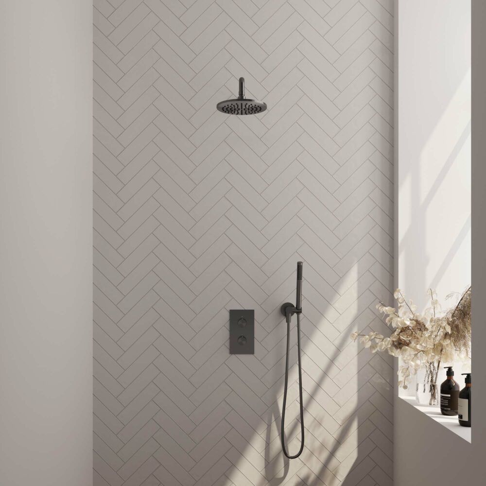 Brauer Gunmetal Edition Thermostatische Inbouw Regendoucheset - Gunmetal Geborsteld PVD
