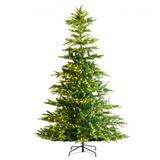 VEVOR Sapin de Noël Artificiel, 2,25 m, Arbre de Noël Pré-éclairé avec 700 Lumières LED Blanc Chaud, 1319 Pointes de Branches, Base Métal pour Décoration d'Intérieur de Fêtes de Noël, Bureau, Maison