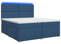 vidaXL Boxspringbed met matras en hoofdbord, blauw, 200 x 200 cm, stof