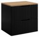 3xE living Meuble de salle de bain Suspendu sous lavabo 60 cm, 2 tiroirs, Noir + Plan de travail Chêne Artisanat