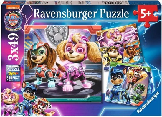 Ravensburger Verlag GmbH Ravensburger Kinderpuzzle 05708 - PAW Patrol: The Mighty Movie - 3x49 Teile Paw Patrol Puzzle für Kinder ab 5 Jahren