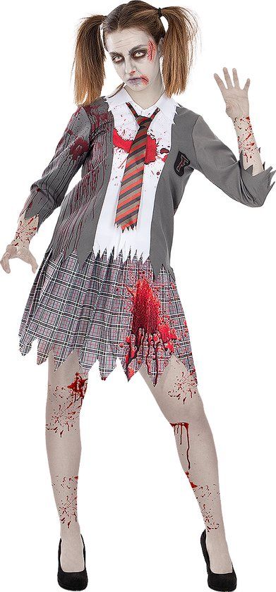 FUNIDELIA Zombie Studentenkostuum voor Vrouwen - Maat M - Grijs/Zilver