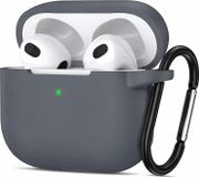 CoolGadget AirPods 3 Housse de protection en silicone avec mousqueton, étui Soft Touch, antichoc, antidérapant, protection 360°, chargement sans fil