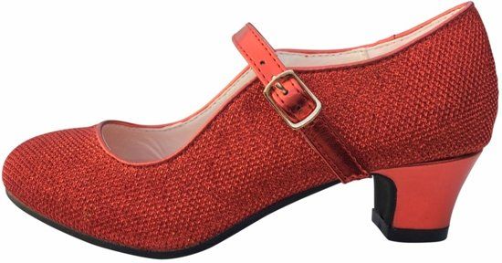 Spaanse Prinsessen schoenen rood glitter maat 25 binnenmaat 16,5 cm