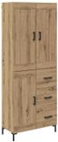 vidaXL Highboard Artisan Eiken 69,5 x 34 x 180 cm Bewerkt Hout