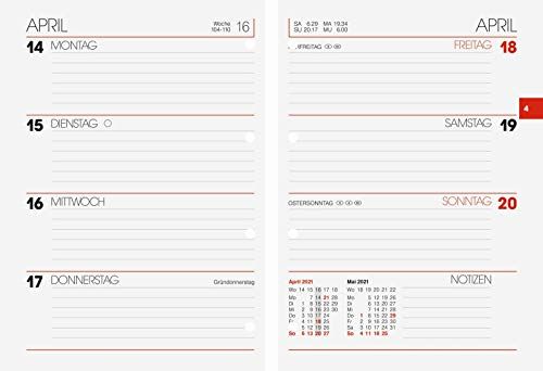 BRUNNEN 731 Timer Ringband Inleg - 2 Pagina's/Week - 10x14cm - 2021