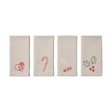 Broste Copenhagen Serviette en tissu Fryd 45x45 cm 4 pièces Light warm grey-red