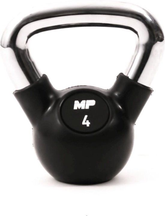 Muscle Power Rubberen Kettlebell - Zwart - 4 kg