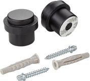 Sotech set van 2 deurstoppers STOPPER (Ø 36 mm, hoogte 32 mm, staal, matzwart gepoedercoat) Deurstopper met rubberen buffer