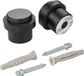 Sotech set van 2 deurstoppers STOPPER (Ø 36 mm, hoogte 32 mm, staal, matzwart gepoedercoat) Deurstopper met rubberen buffer