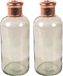 Countryfield Bloemenvaas Firm Bottle - 2x - transparent beige/koper - glas - D11 x H27 cm
