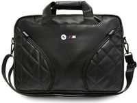 BMW Carbon Pockets Tas met Metalen Logo voor 16 Inch Laptop - Zwart