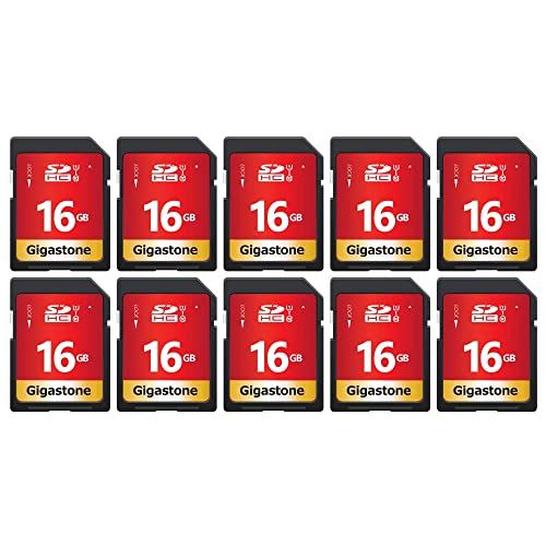 GIGASTONE 16 GB SDHC-geheugenkaart 10-pak, UHS-I U1 klasse 10, tot 80 MB/sec. voor digitale camera's Canon Sony Nikon Olympus PC