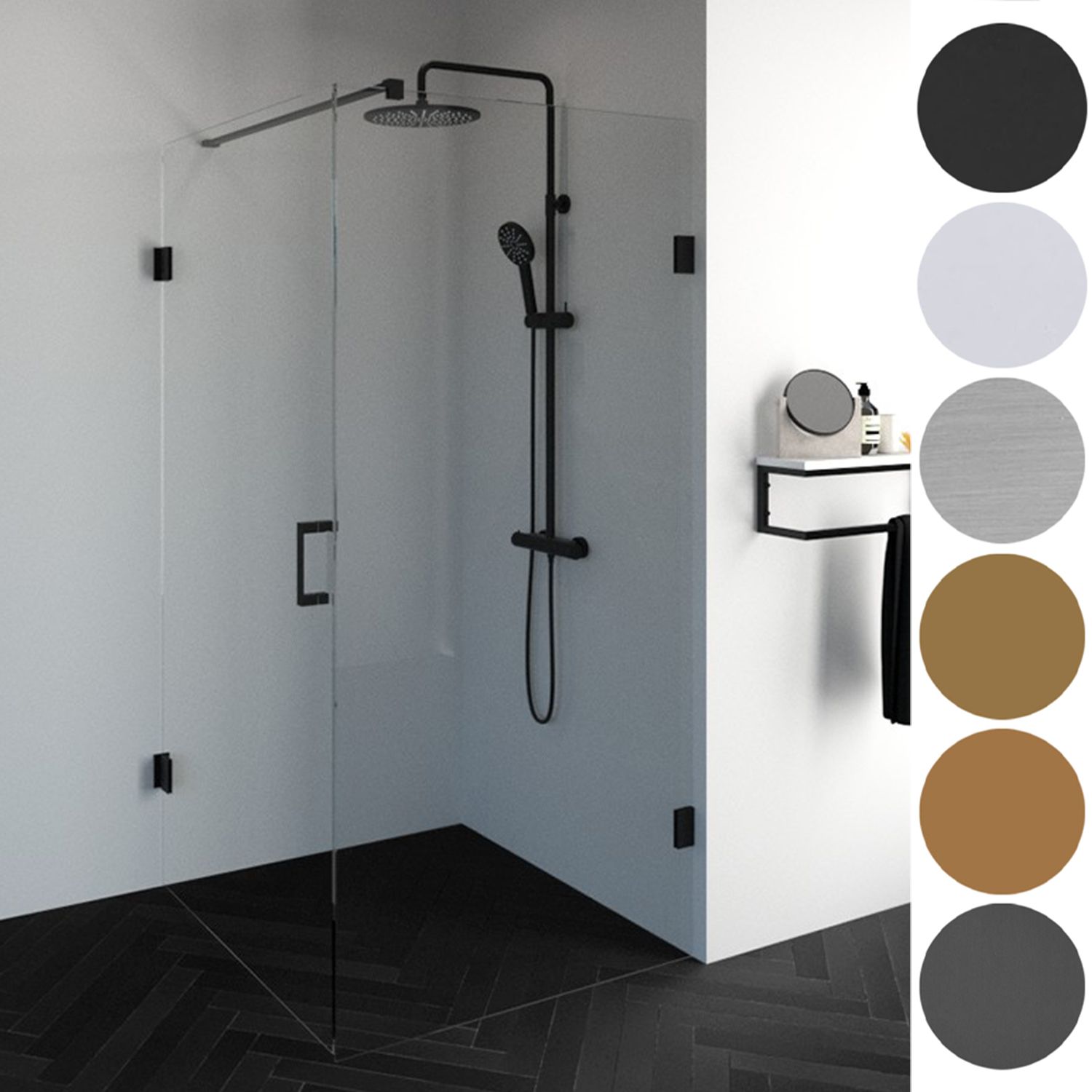 Merkloos Douchecabine 120x90 cm Gunmetal 2-delig Profielloos Draaideur 8mm