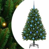 vidaXL Kunstkerstboom 150 cm 150 LED's Warmwit PVC en Staal Groen