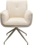 Kare Design Hilla Draaistoel met armleuningen, creme, stof, polyester, beige, 64x64x85 cm