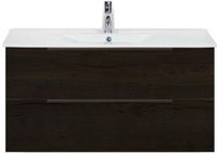 BES LED Seville Badmeubelset 100 cm - Black Oak Edge Greep - Wastafel Enjoy