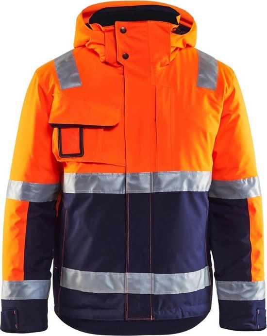 Blaklader 4870 Reflecterende Winter Werkjas Klasse 3 Oranje/Marineblauw - XL