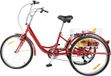Sans marque Tricycle pour adultes - Cruiser senior - Transport confortable - Panier inclus - 24 pouces - Rouge
