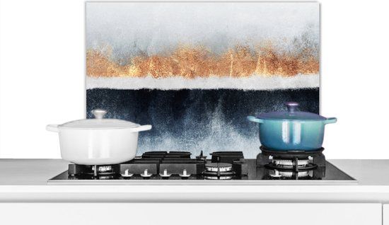 KitchenYeah Spatscherm keuken - Abstract - Goud - Marmer print - 60x40 cm - Aluminium