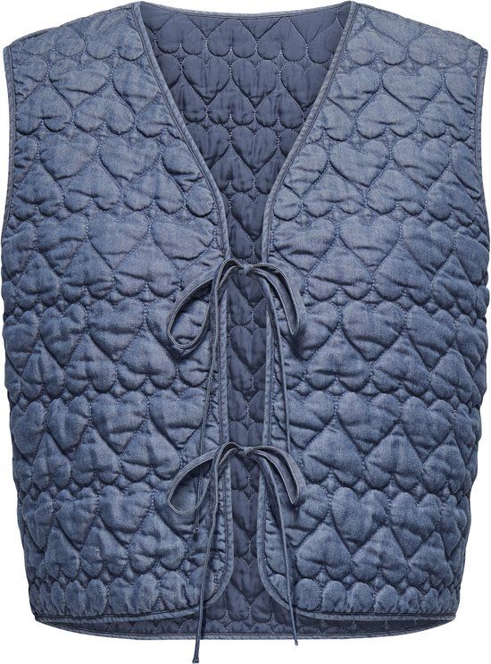 ONLY CARMAKOMA CAREDITH HEART QUILTED DNM VEST - Meisjes - Gewatteerde jas - Katoen/Polyester - S-42/44 - Medium Blue Denim