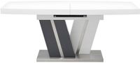 Vente-unique Table à manger extensible NOAMI II - 6 à 8 personnes - MDF laqué gris et blanc