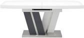 Vente-unique Table à manger extensible NOAMI II - 6 à 8 personnes - MDF laqué gris et blanc