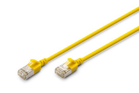 DIGITUS LAN-kabel Cat 6A - 0,5m - Slim versie AWG 32/7-10 Gbit/s - RJ45 Netwerkkabel - F/FTP - PoE+ - LSZH - Compatibel met Cat-7, Cat-6, Cat-5e - Geel