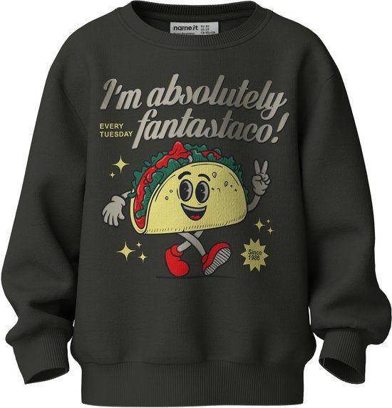 NAME IT - NMMKORE LS NREG SWEAT UNB BOX - Jongens - Sweater - Katoen - Maat 98 - Peat