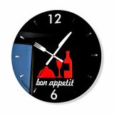 Modern FLEXISTYLE Modern keukenklok Bon Appetit rond 30cm, 3d, zwart & rood
