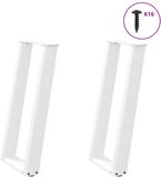 vidaXL - Tafelpoten - U-vormig - 2 stuks - 38x(72-73) cm - Staal - Wit