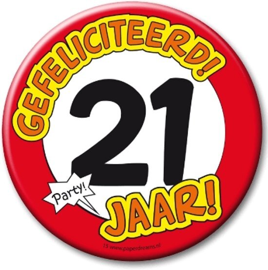 Paper Dreams XL Button - 21 jaar (Doorsnee 10 cm)