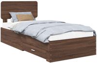 vidaXL Bedframe met lade Bruin Eiken 75 x 190 cm Bewerkt hout